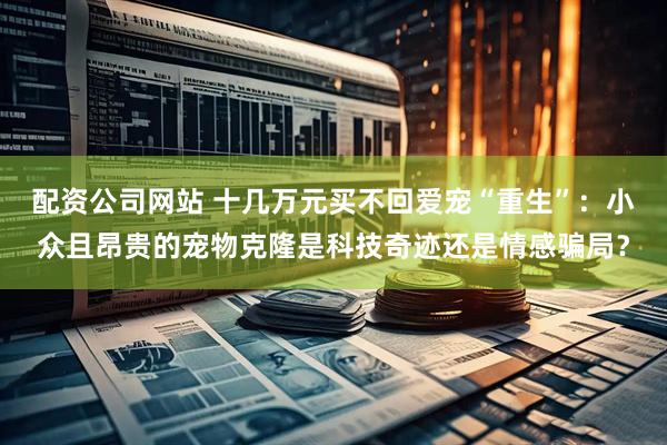 配资公司网站 十几万元买不回爱宠“重生”：小众且昂贵的宠物克隆是科技奇迹还是情感骗局？